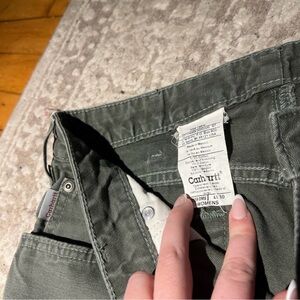 Olive Green Carhartt Utility Pants 4x30